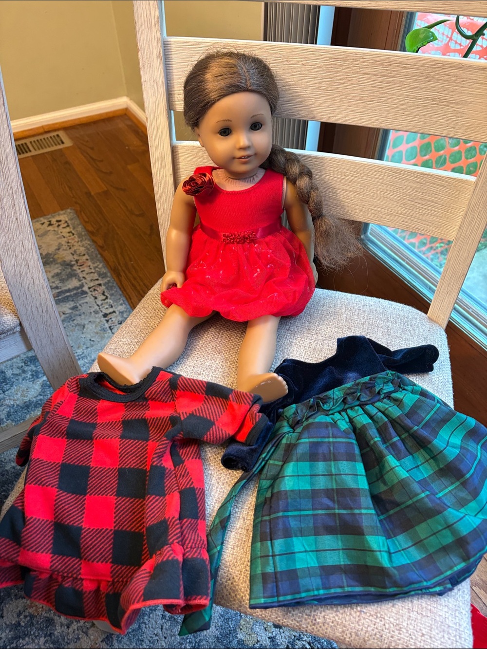 American girl, doll bundle in doll Red Holiday Dress for 18-Inch Dolls -